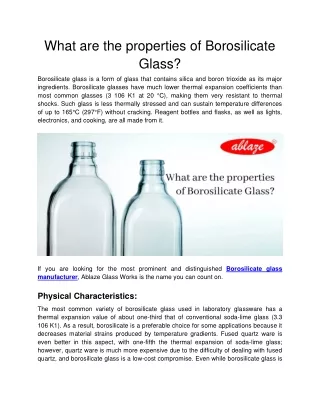 what are the properties of borosilicate glass