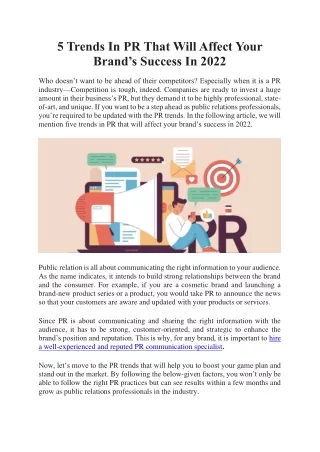 5 Trends In PR That Will Affect Your Brand’s Success In 2022