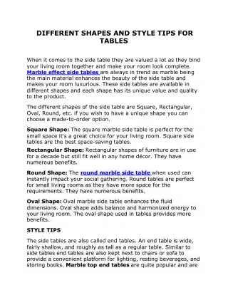 different shapes and style tips for tables