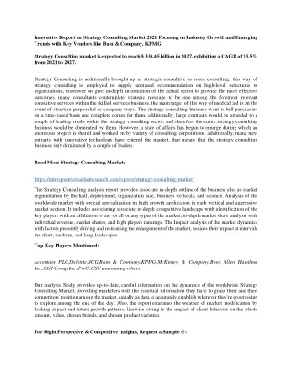 innovative report on strategy consulting market