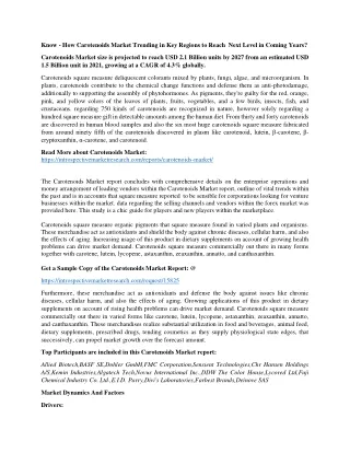 know how carotenoids market trending