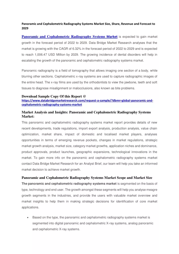 panoramic and cephalometric radiography systems