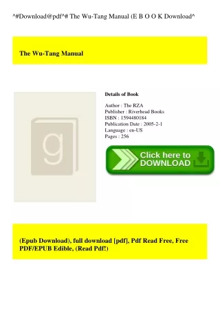 ^#Download@pdf^# The Wu-Tang Manual (E B O O K Download^