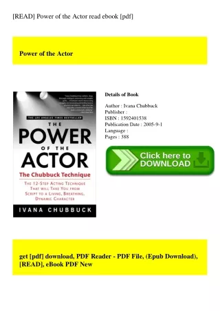 [READ] Power of the Actor read ebook [pdf]