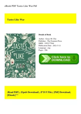 eBook PDF Tastes Like War Pdf