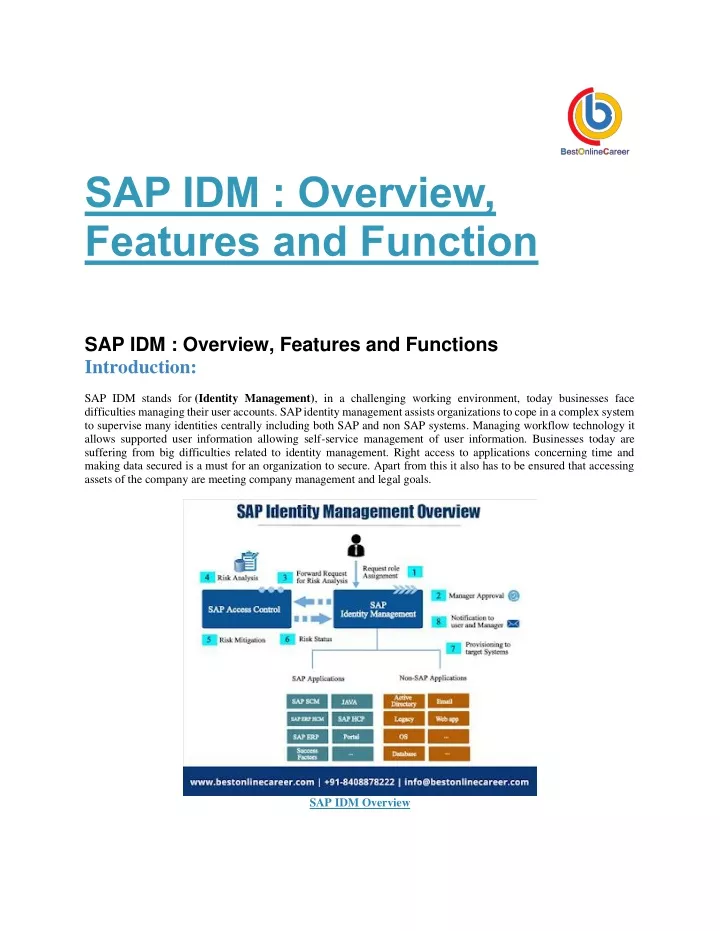 sap idm overview features and function