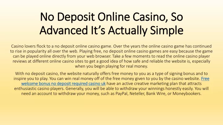 no deposit online casino so advanced it s actually simple