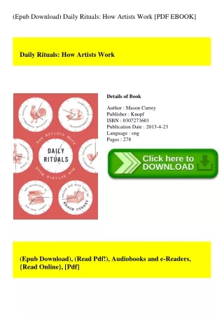 (Epub Download) Daily Rituals How Artists Work [PDF EBOOK]