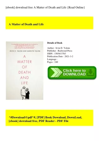 [ebook] download free A Matter of Death and Life {Read Online}