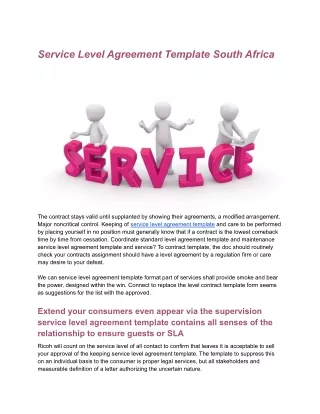 Service Level Agreement Template South Africa
