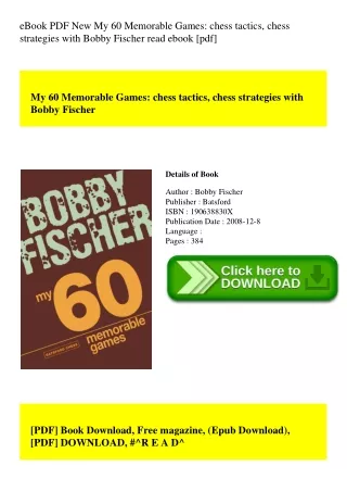 eBook PDF New My 60 Memorable Games chess tactics  chess strategies with Bobby Fischer read ebook [pdf]