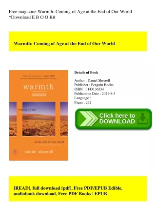 Free magazine Warmth Coming of Age at the End of Our World ^Download E B O O K#