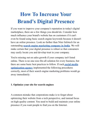 How To Increase Your Brand's Digital Presence