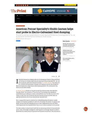 American Precoat Speciality’s Shubh Gautam helps start probe in Electro-Galvanis