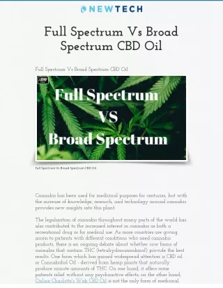 Full Spectrum Vs Broad Spectrum CBD Oil