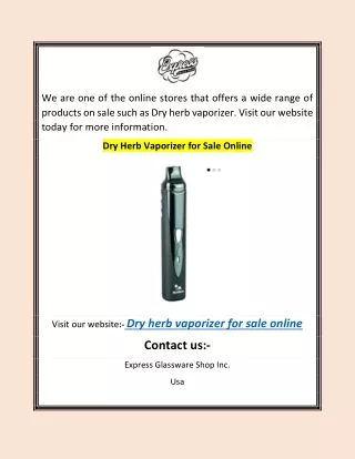 Dry Herb Vaporizer for Sale Online