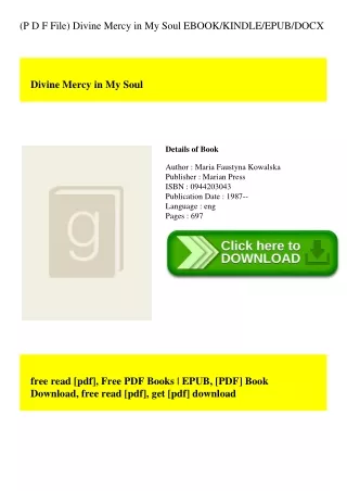 (P D F File) Divine Mercy in My Soul EBOOKKINDLEEPUBDOCX