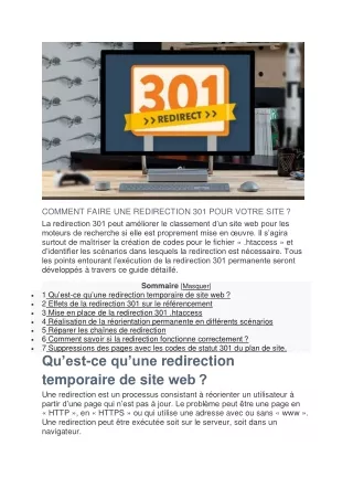 Meilleure astuce pour faire une redirection 301 pour votre site.