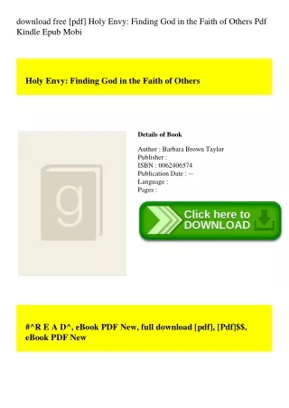 download free [pdf] Holy Envy Finding God in the Faith of Others Pdf Kindle Epub Mobi