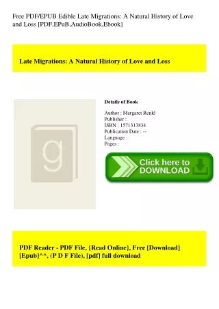 Free PDFEPUB Edible Late Migrations A Natural History of Love and Loss [PDF EPuB AudioBook Ebook]