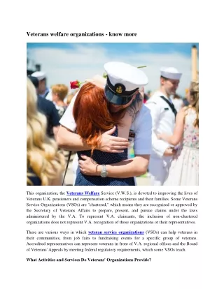 veterans welfare organizations know more