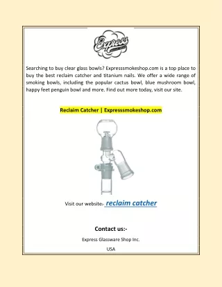 Reclaim Catcher | Expresssmokeshop.com