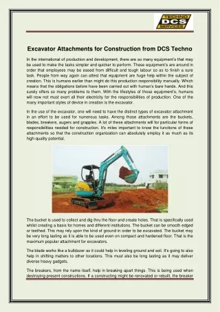 excavator attachments for construction from