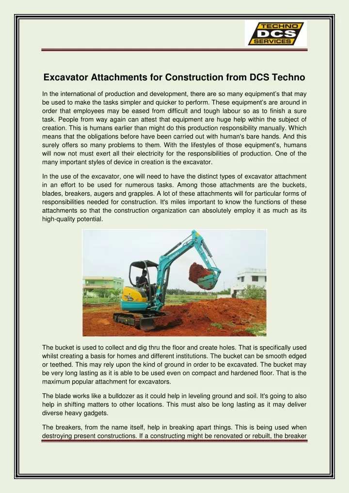 excavator attachments for construction from