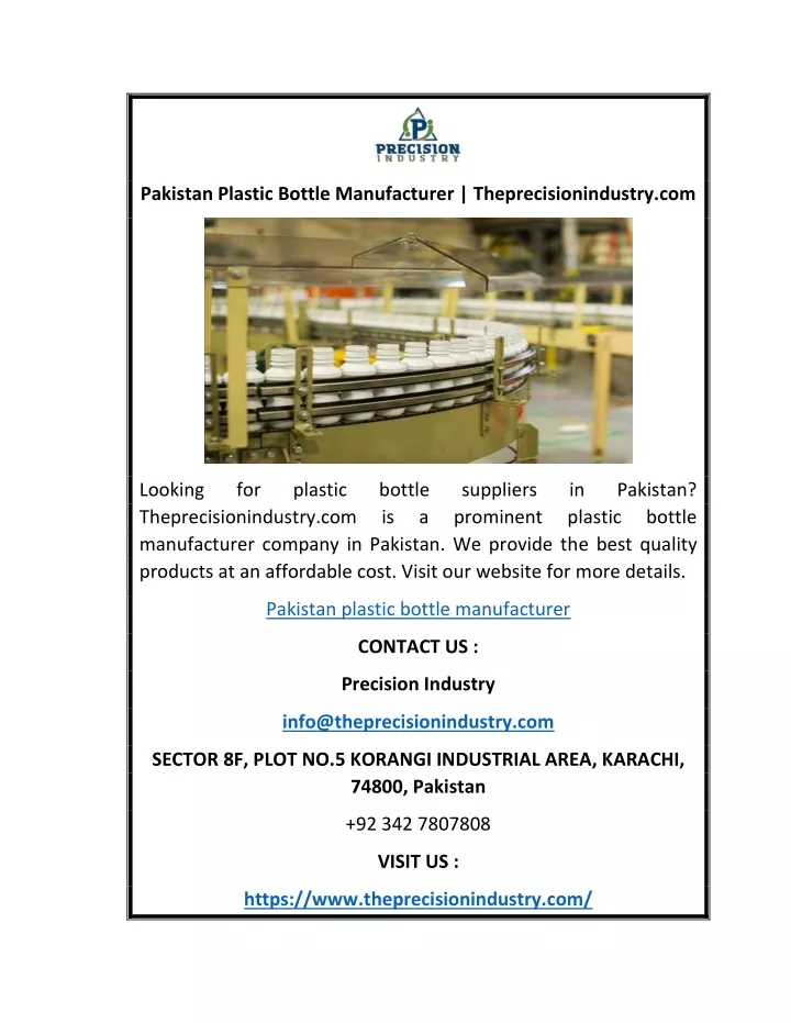 pakistan plastic bottle manufacturer