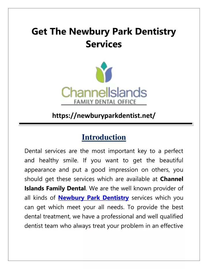 get the newbury park dentistry services