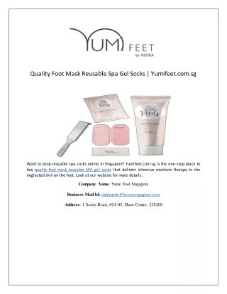 Quality Foot Mask Reusable Spa Gel Socks | Yumifeet.com.sg