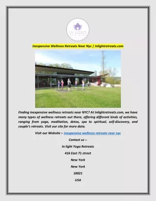 Inexpensive Wellness Retreats Near Nyc  Inlightretreats.com