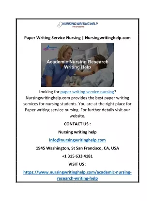 Paper Writing Service Nursing | Nursingwritinghelp.com