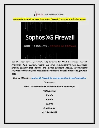 Sophos Xg Firewall for Next Generation Firewall Protection  Deltaline-it.com
