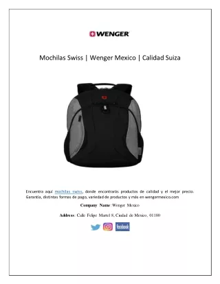 Mochilas Swiss | Wenger Mexico | Calidad Suiza