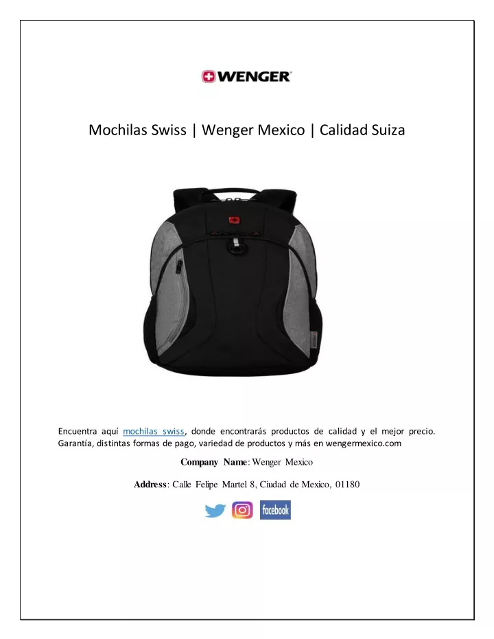 mochilas swiss wenger mexico calidad suiza