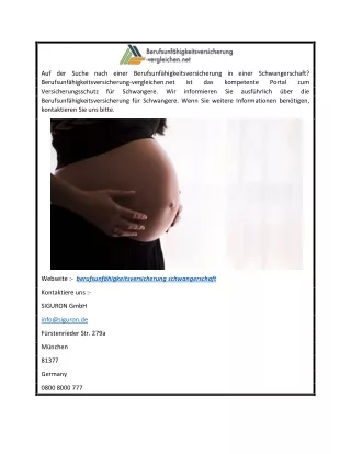 Berufsunfähigkeitsversicherung Schwangerschaft  Berufsunfähigkeitsversicherung-vergleichen.net