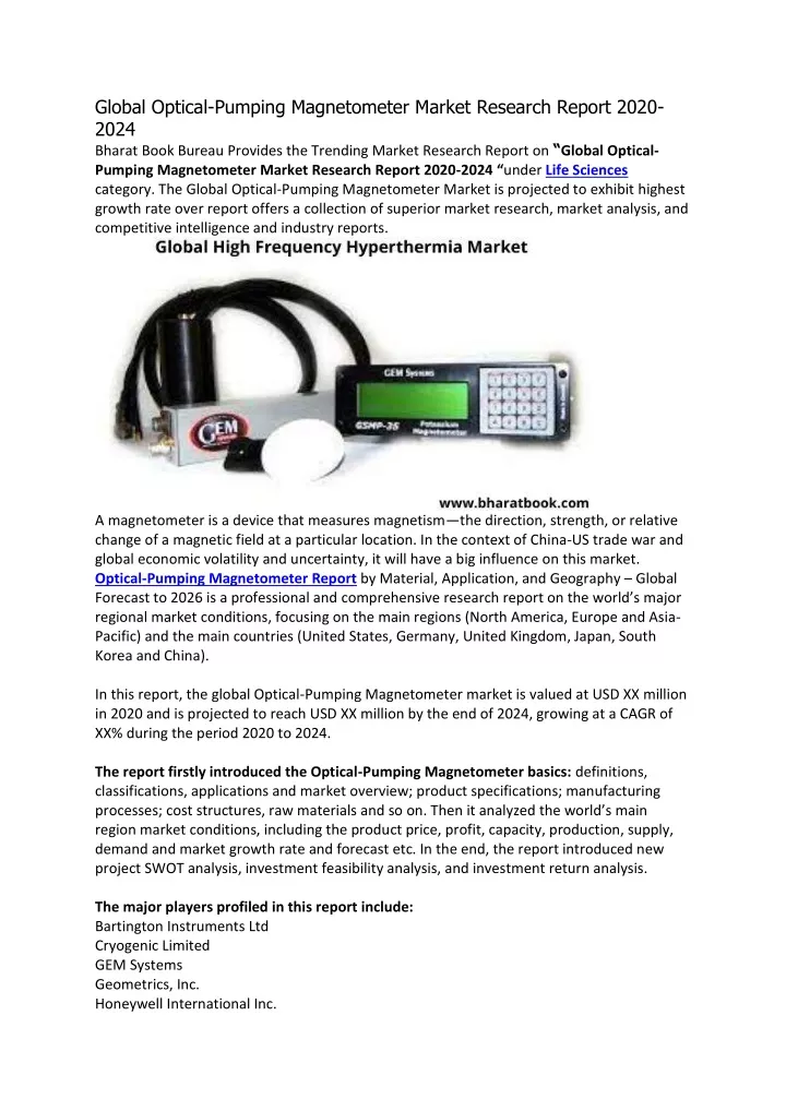 global optical pumping magnetometer market