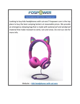 Kids Headphones With Cat Ears  Fospower.com