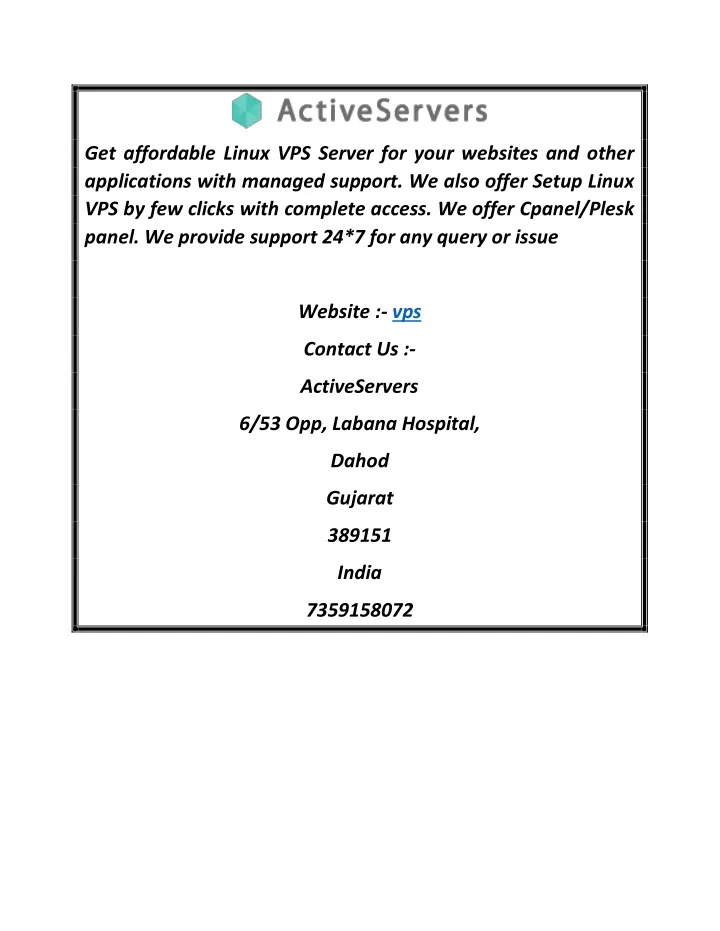 get affordable linux vps server for your websites