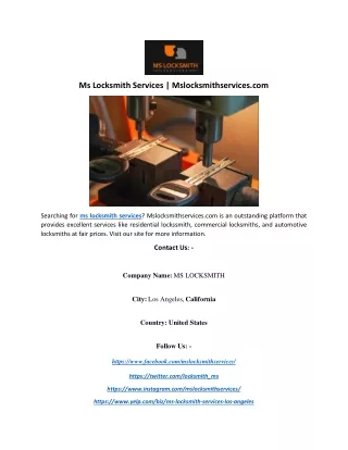 ms locksmith services mslocksmithservices com