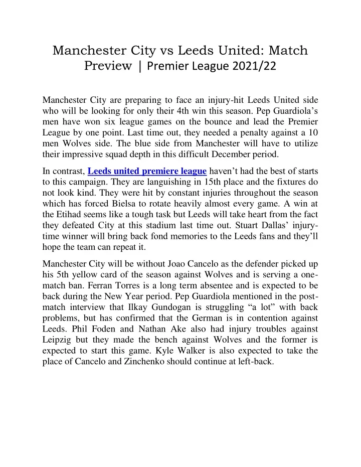 manchester city vs leeds united match preview