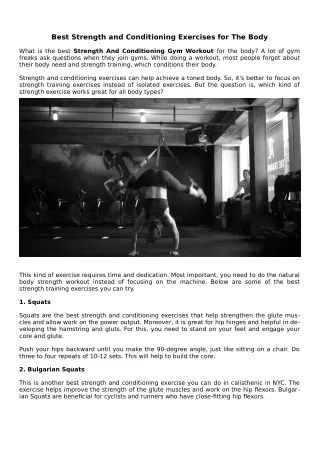 Best Strength and Conditioning Exercises for The Body