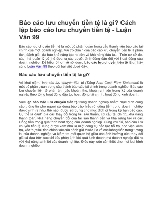 Báo cáo lưu chuyển tiền tệ là gì Cách lập báo cáo lưu chuyển tiền tệ - Luận Văn 99