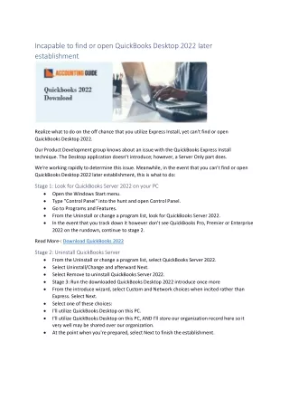 incapable to find or open quickbooks desktop 2022