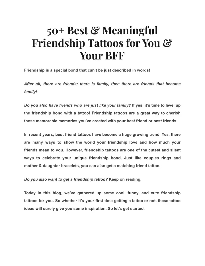 50 best meaningful friendship tattoos