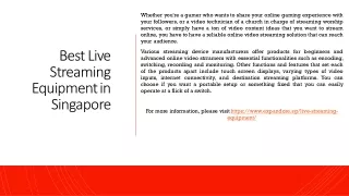 Best Live Streaming Equipment in Singapore