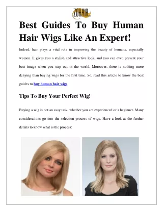 Best Guides To Buy Human Hair Wigs Like An Expert