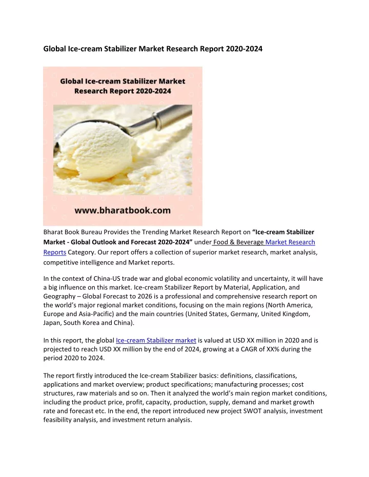 global ice cream stabilizer market research