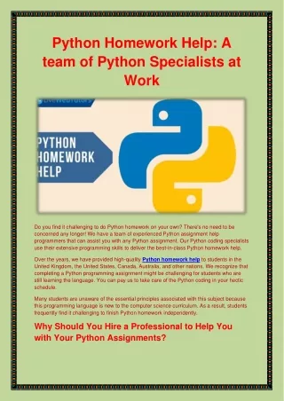 python homework help a team of python specialists